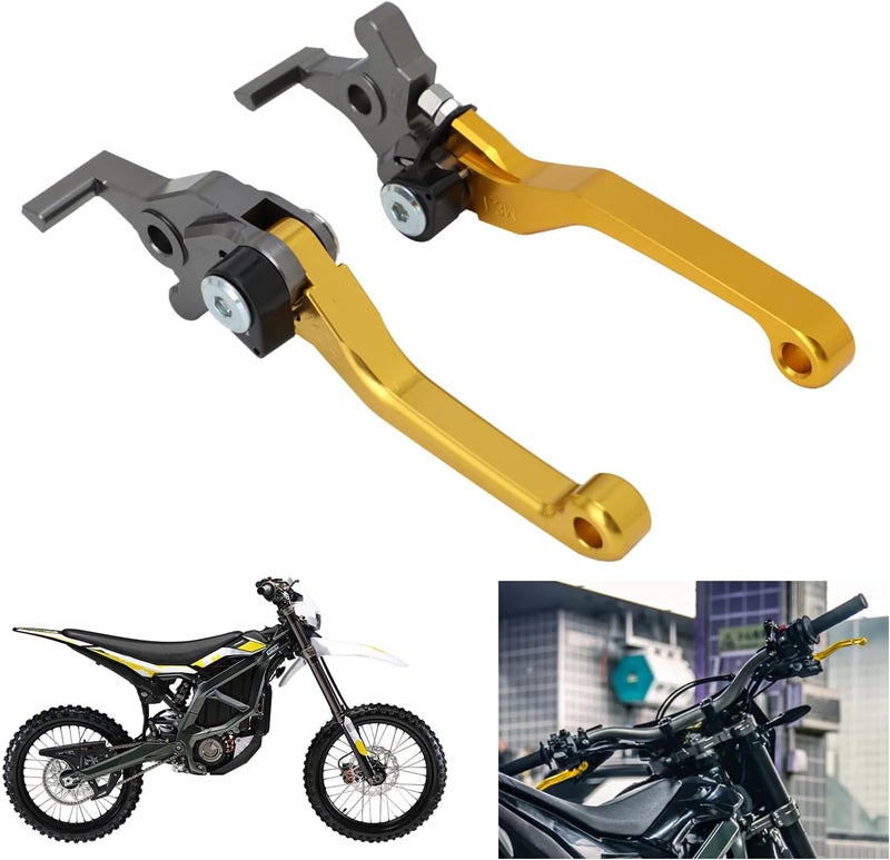 BAOUFF Brake Levers for Surron Ultra Bee,Adjustable CNC 6061 Aluminum Handle Brake Levers Replacement for Electric Dirt Bike Sur Ron Ultrabee-Gold - Image 1